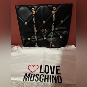 Love Moschino Black Quilted Bag with Gold Accents